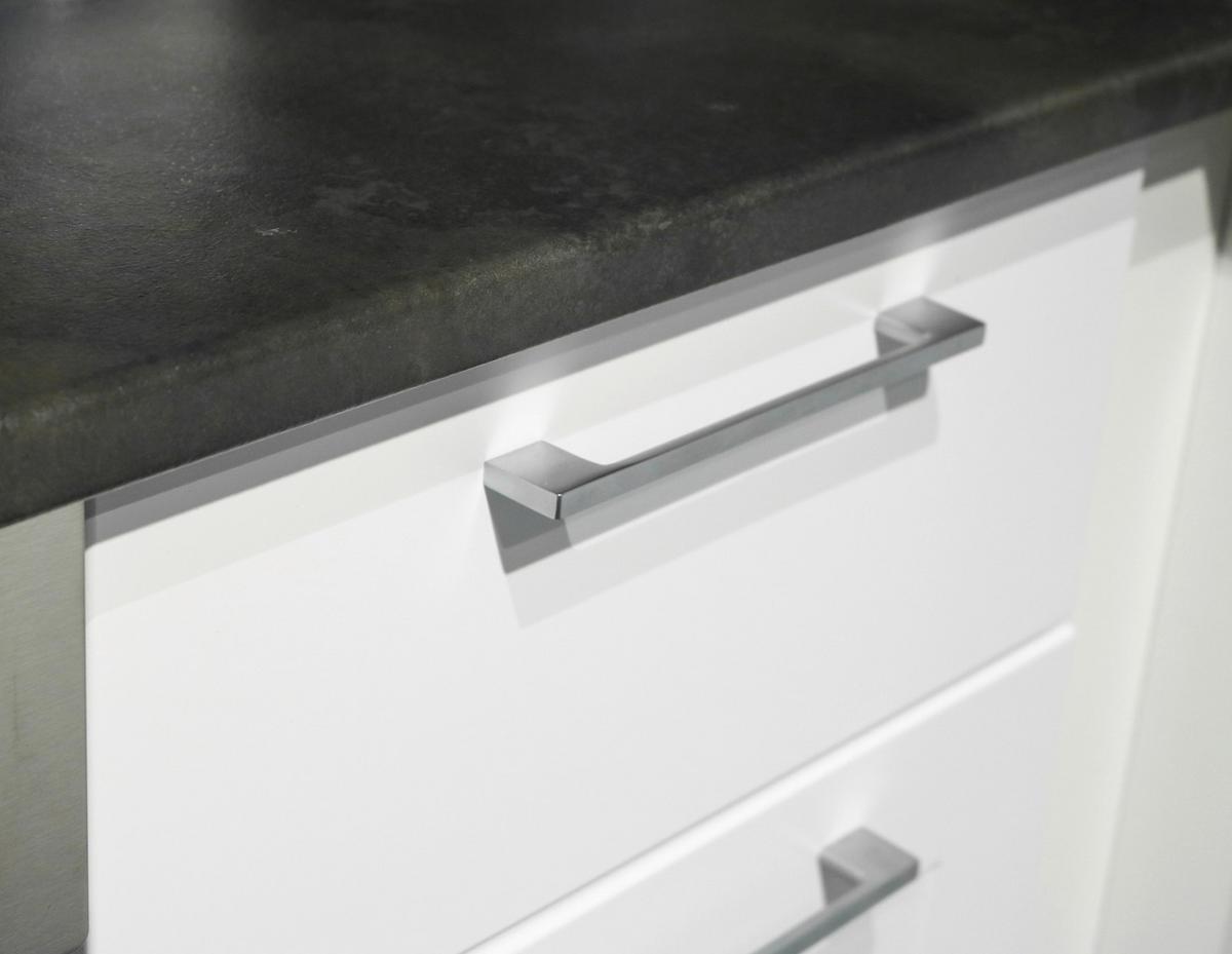 Küchenblock Marseille mit Geräten ca. 280 cm Weiß - Chromfarben/Anthrazit, Design, Holzwerkstoff/Metall (280cm) - P & B