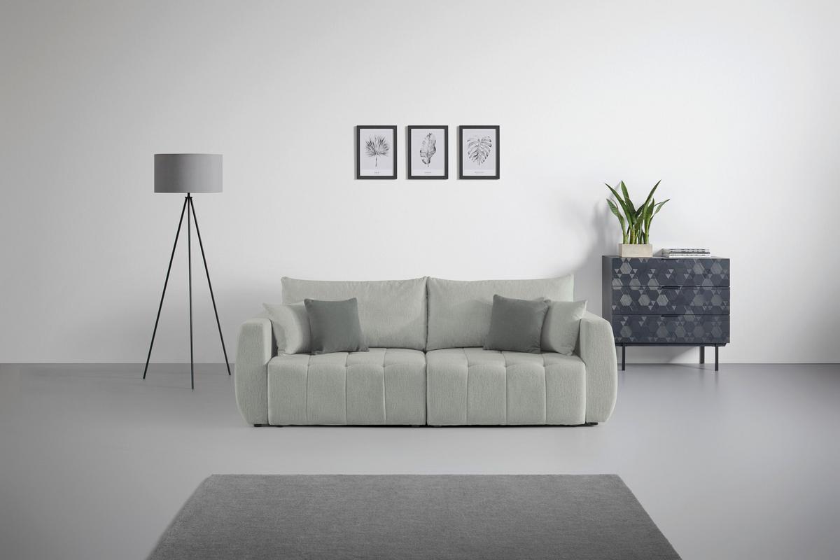 Schlafsofa Bologna Grau - Beige/Schwarz, Holz/Textil (245/74-90/104cm) - Mömax