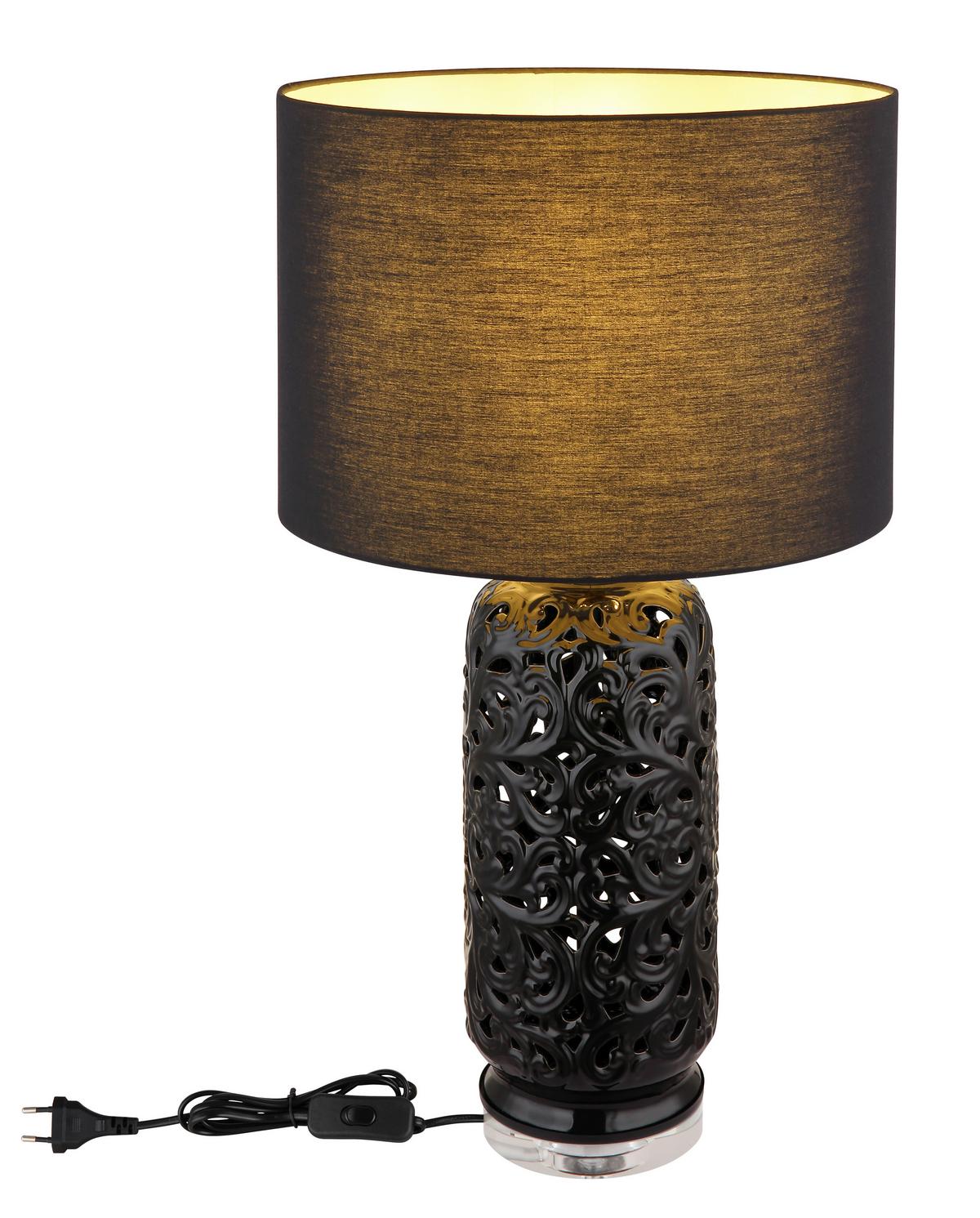 Tischleuchte Sebastian Schwarz max. 40 Watt - Schwarz, KONVENTIONELL, Keramik/Textil (40/71cm) - Globo