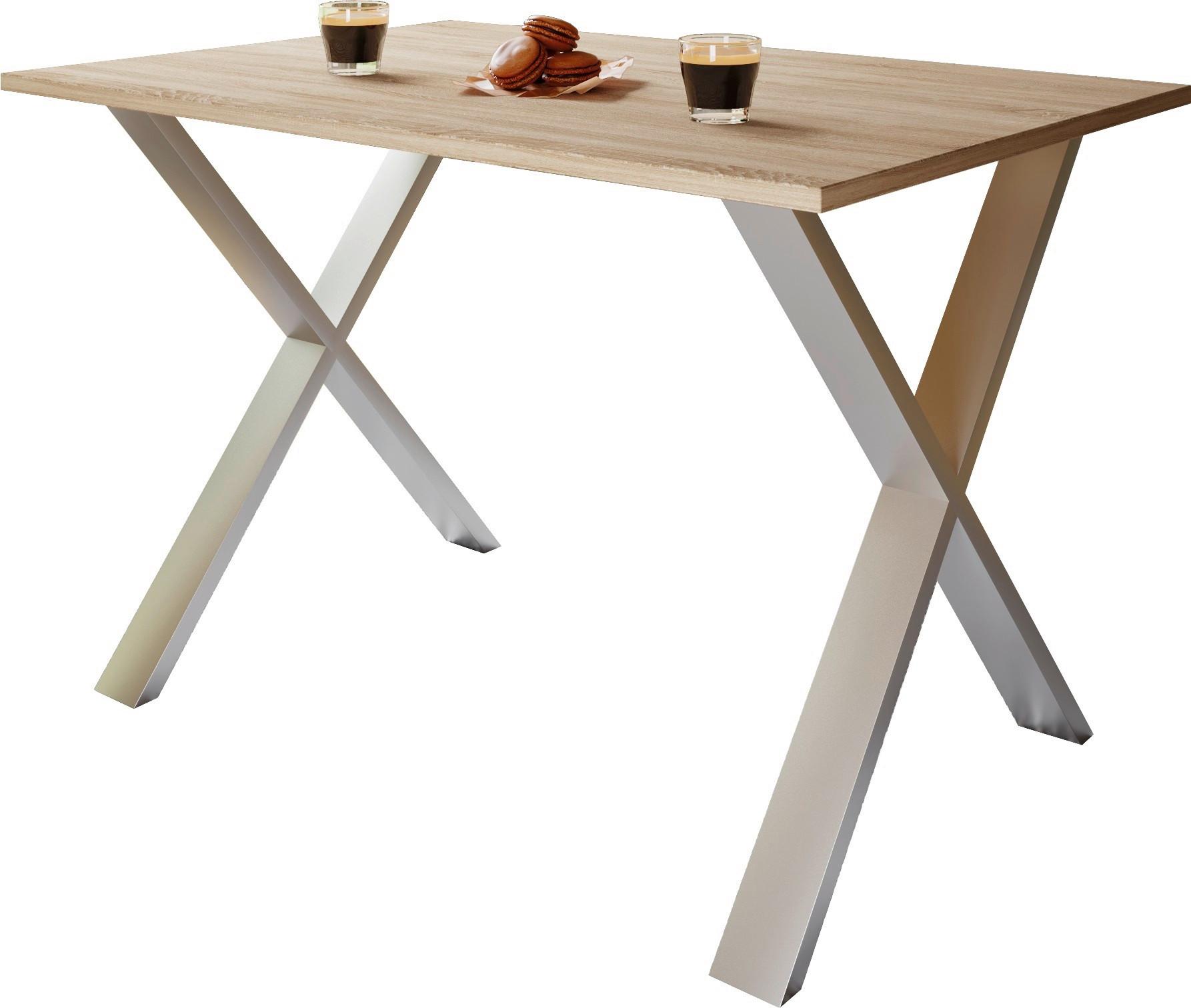 Schreibtisch Lona - Silberfarben/Sonoma Eiche, Design (160/80/76cm) - MID.YOU