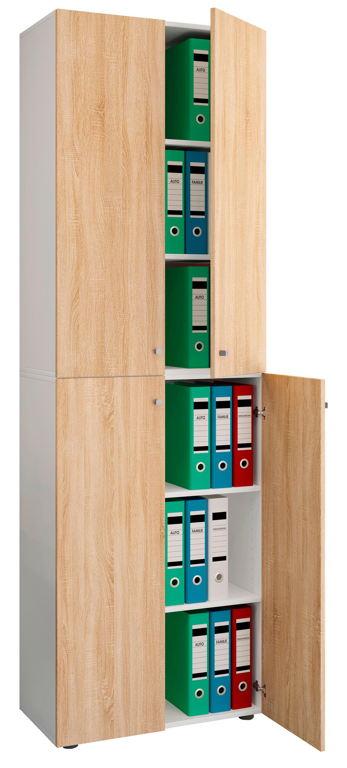 Arhivska Omara Lona Xxl, Bela, Barva Hrasta - bela/hrast sonoma, Design, leseni material (70/220/39cm) - MID.YOU