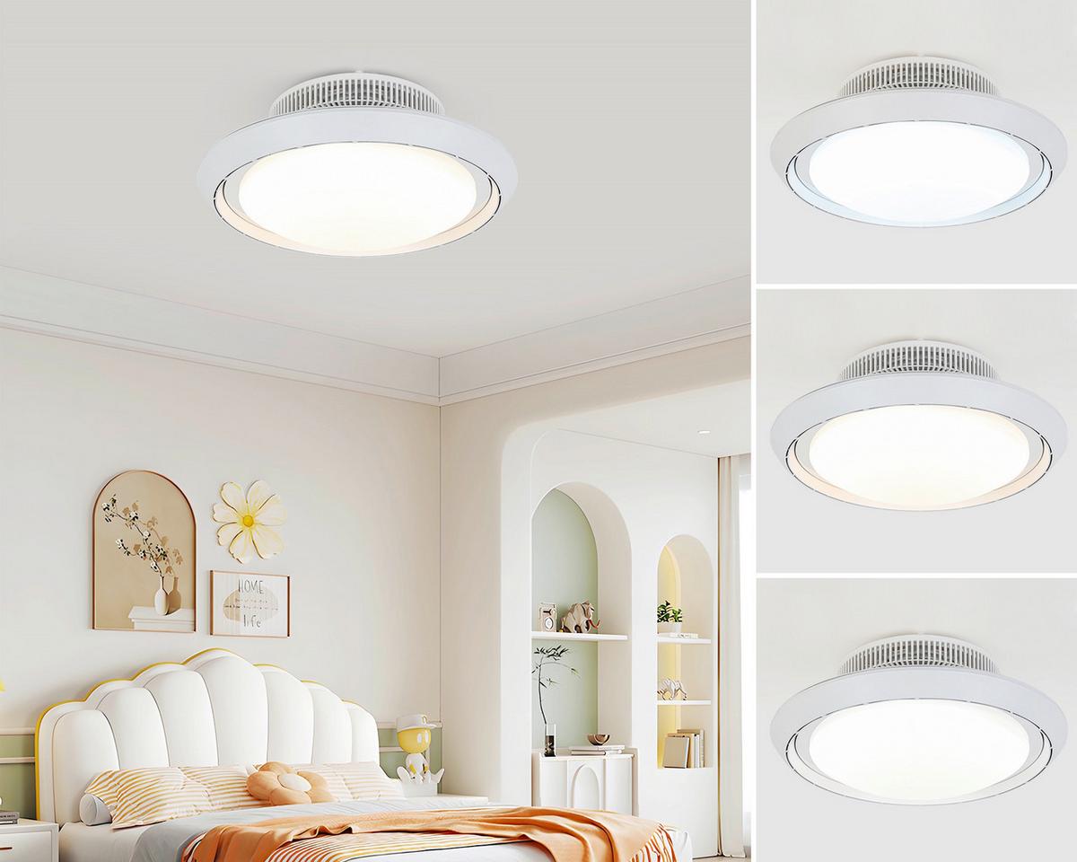 Ventilator de plafon Kurto - alb/culoare crom, Modern, plastic (42/18cm) - Mömax