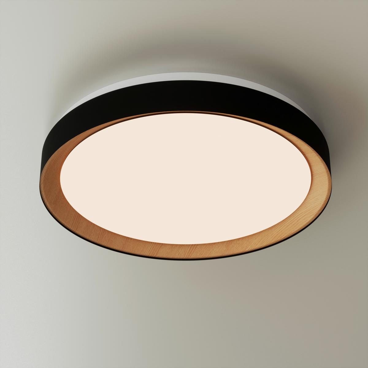 LAMPA SUFITOWA LED NASHVILLE - czarny/kolor dębu sonoma, Basics, tworzywo sztuczne/metal (48/8cm) - Novel