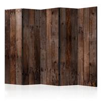Paravan Wooden Hut I, 5-Delni, Enostranski - barve kapučina/rjava, Basics, tekstil/les (225/172/3cm) - artgeist