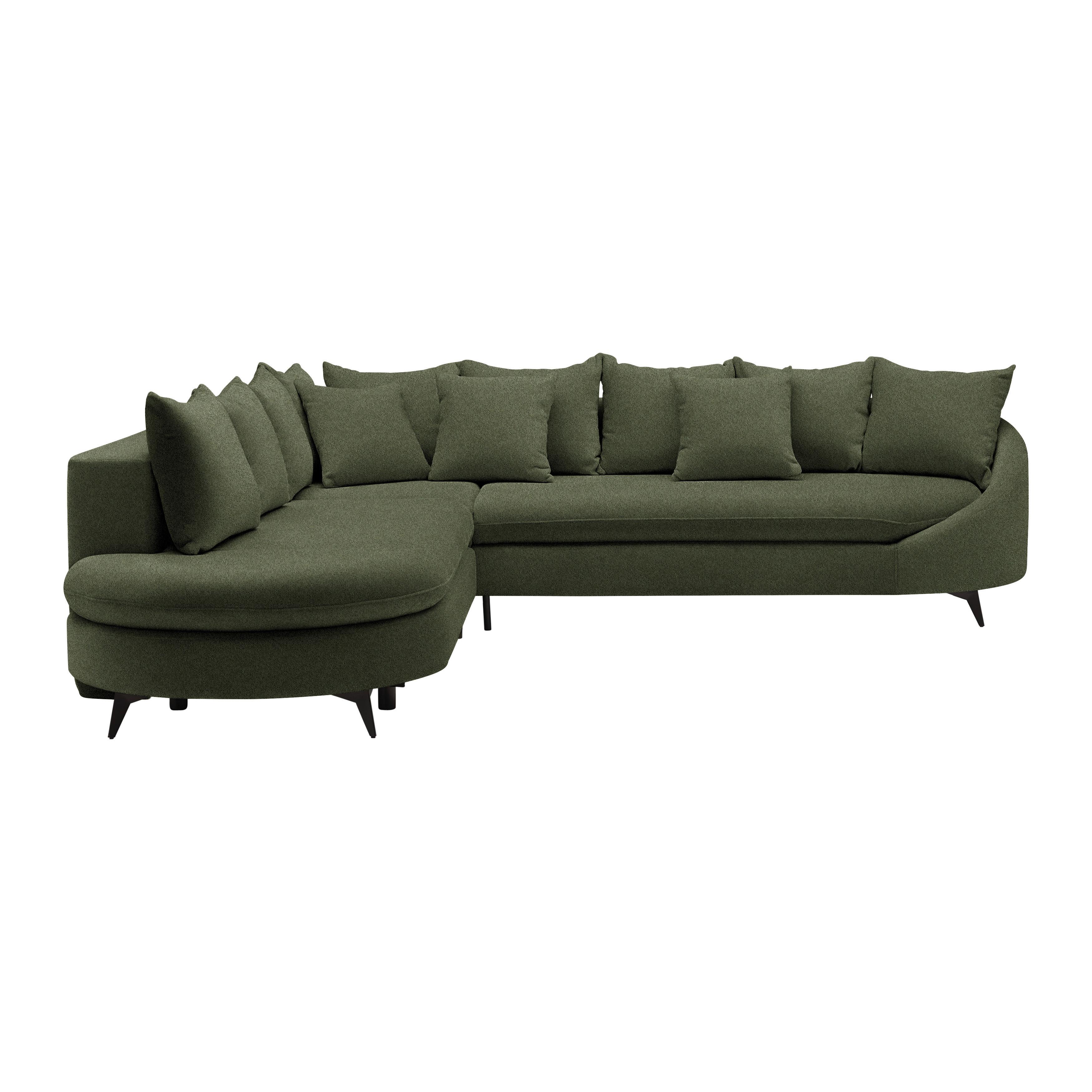 Ecksofa Axel Olivgrün - Schwarz/Olivgrün, MODERN, Textil/Metall (250/87/291cm) - Mömax