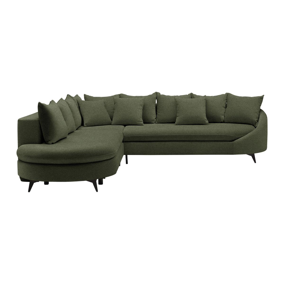 Ecksofa Axel Olivgrün - Schwarz/Olivgrün, MODERN, Textil/Metall (250/87/291cm) - Mömax