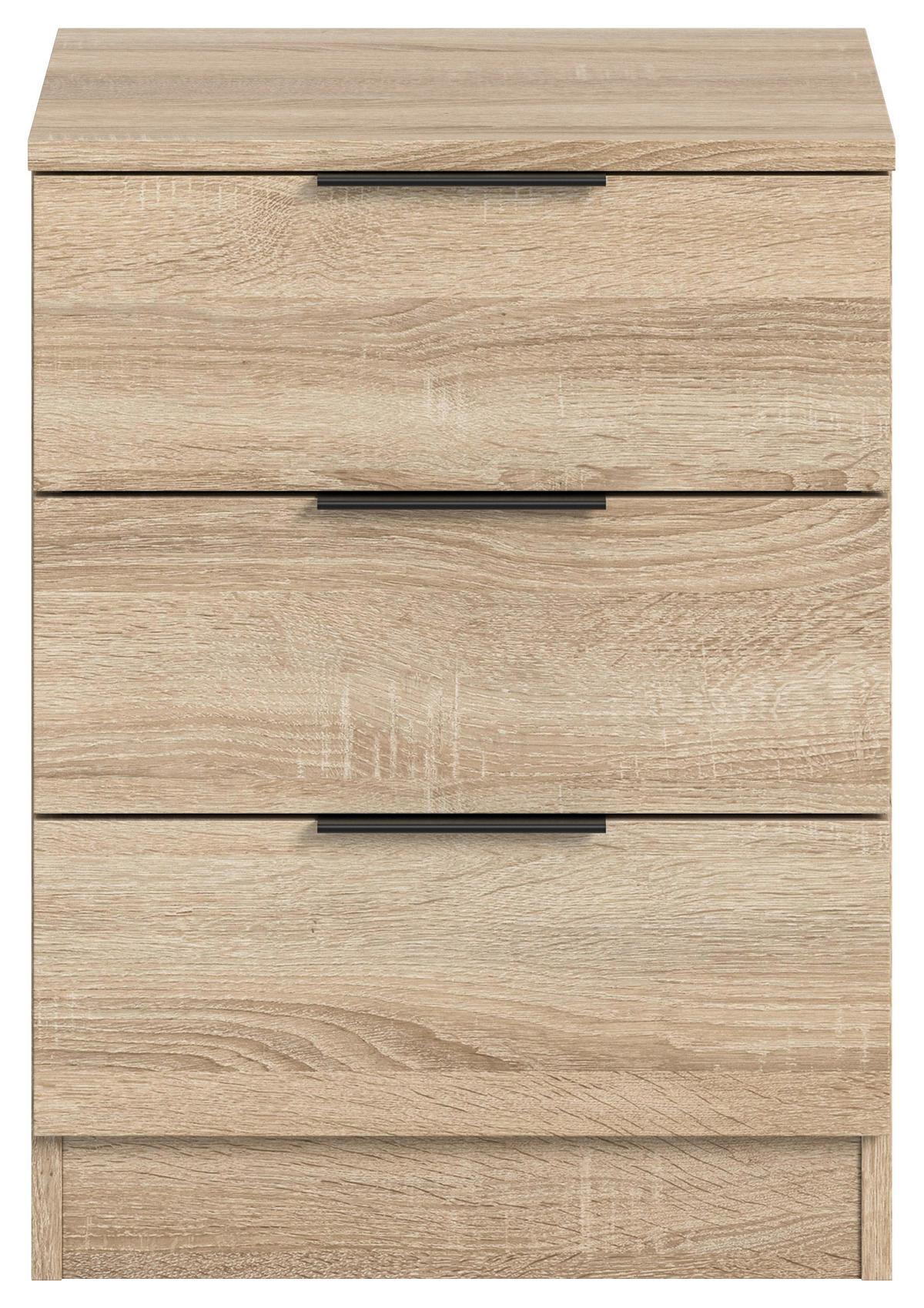 Nachtkästchen KOPENHAGEN ca.45x60x40cm Sonoma Eiche - Schwarz/Sonoma Eiche, MODERN, Holzwerkstoff/Kunststoff (45/60/40cm) - MID.YOU