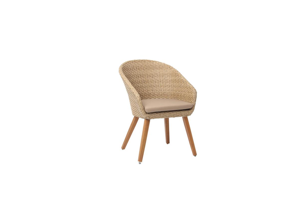 Gartensessel-Set 4-tlg. Atacama Akazienholz - Akaziefarben/Teakfarben, Basics, Holz/Kunststoff (62/77/74cm) - Acamp