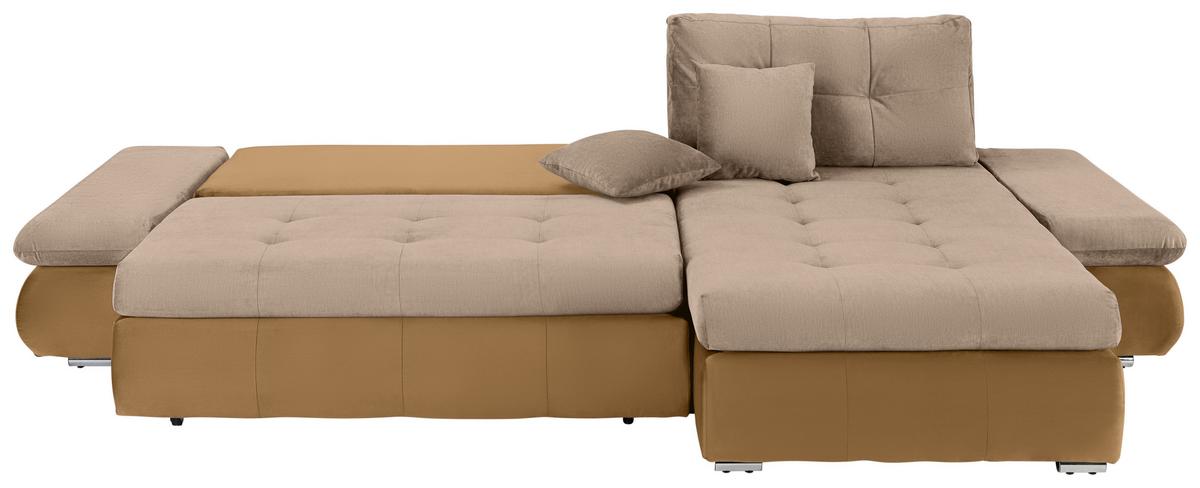Wohnlandschaft Enrico Beige - Chromfarben/Beige, KONVENTIONELL, Kunststoff/Textil (303/88/185cm) - Mömax