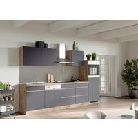 Küchenzeile Turin mit Geräten ca. 300 cm Grau/Eiche - Eiche Wotan/Grau, Design, Holzwerkstoff (300cm) - Held