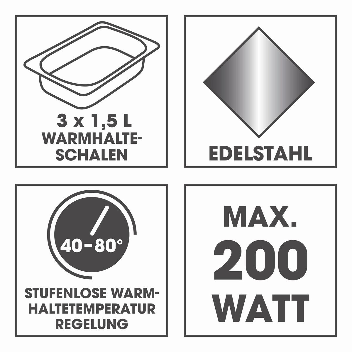CHAFING-DISH 16442 - Silberfarben/Schwarz, Basics, Kunststoff/Metall (54,6/14,7/27,8cm) - GOURMETMAXX