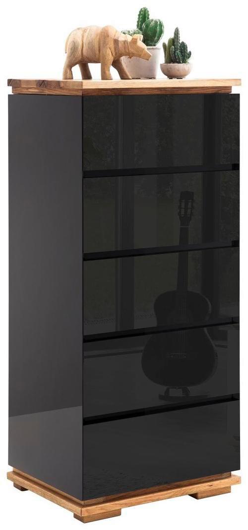 KOMODA CHIARO - kolor dębowy/czarny, Design, materiał drewnopochodny/drewno (51/115/40cm)