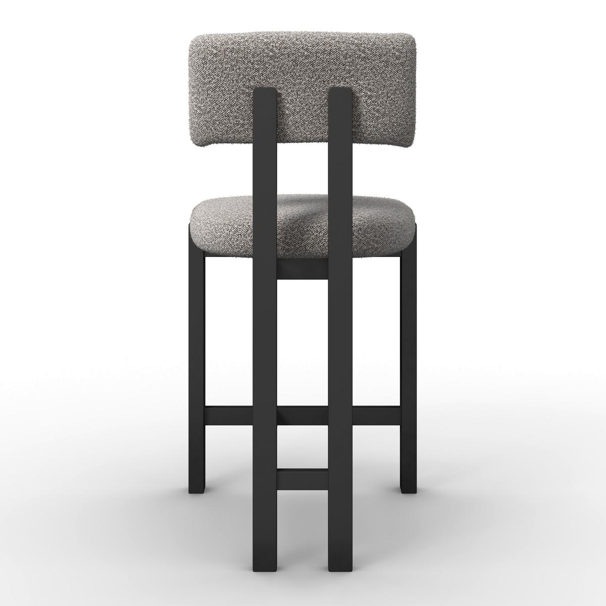 Barhocker Jonna Hellgrau Bouclé Gepolstert - Hellgrau/Schwarz, MODERN, Holz/Textil (51/102/54cm) - Bessagi Home