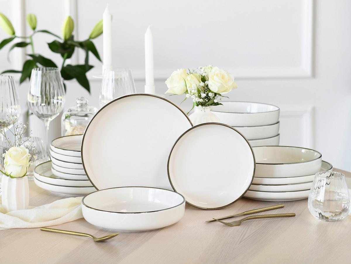 Tafelservice 24792 Nordic Festive Creme - Goldfarben/Creme, Basics, Keramik - Creatable