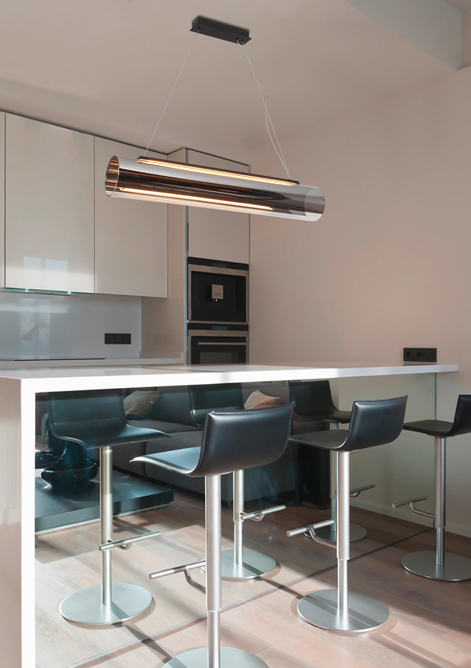 LAMPA WISZĄCA LED LUMOS - czarny/kolor chromowy, Design, tworzywo sztuczne/metal (100/16/169,5cm) - Dieter Knoll