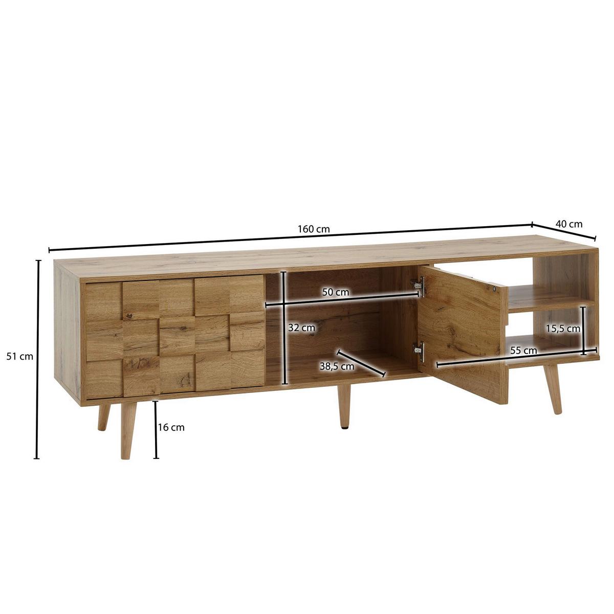 Nizka Omarica Wohnling - rjava, Moderno, leseni material/les (160/51/40cm) - MID.YOU