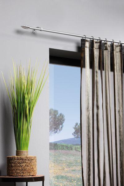 Vorhangstangenset Cardo aus Metall, ca. 160cm - Edelstahlfarben, Metall (160cm) - Premium Living