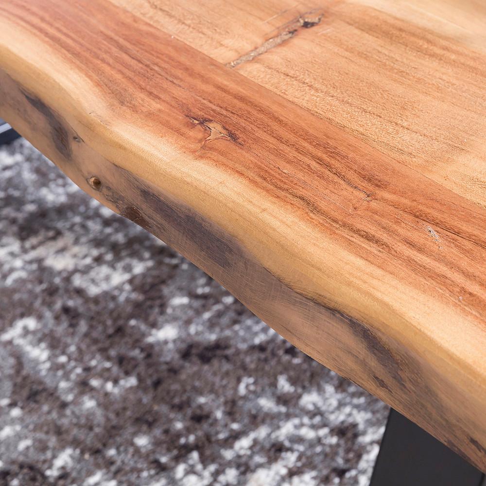 Couchtisch Gaya in Akaziefarben Massiv - Schwarz/Akaziefarben, Design, Holz/Metall (115/60/40cm) - MID.YOU