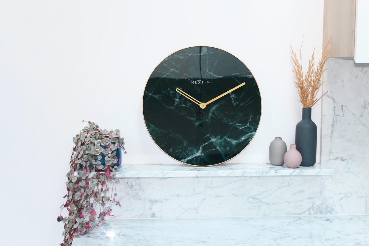 Wanduhr Marble Schwarz/Goldfarben - Goldfarben/Schwarz, Basics, Glas/Metall (40/40/3cm) - Nextime