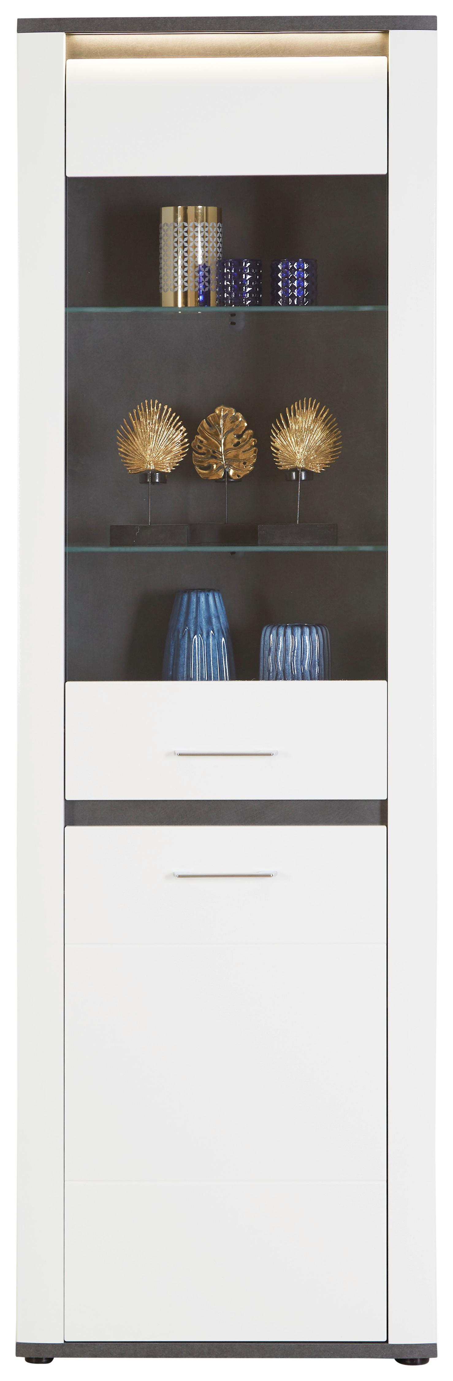 Vitrina Alassio - barve kroma/črna, Moderno, kovina/umetna masa (61,7/200/37,5cm) - Premium Living