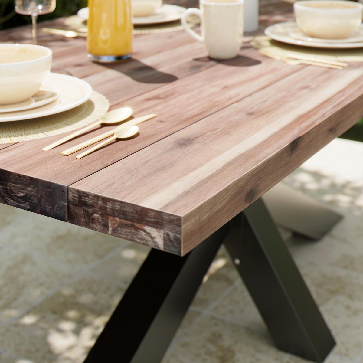 Gartentisch Alena in Akazie ca. 200x100x76cm - Schwarz/Akaziefarben, Natur, Holz/Metall (200/76/100cm) - Mömax