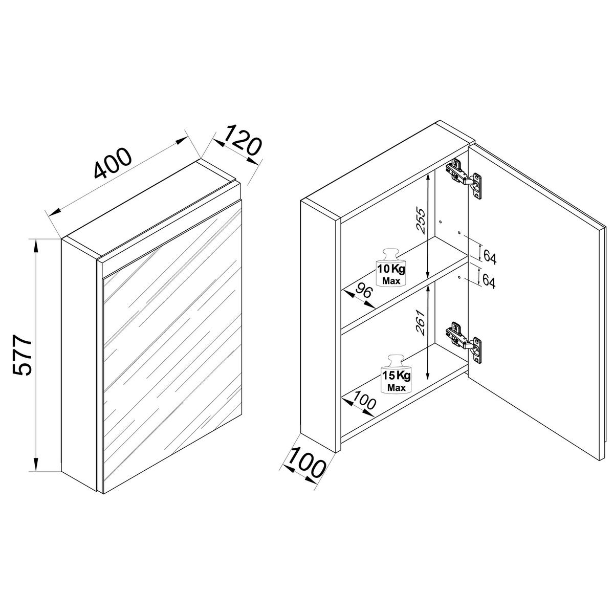 Spiegelschrank Cosila - Honigeiche/Anthrazit, Trend, Glas/Holzwerkstoff (40/58/12cm) - MID.YOU