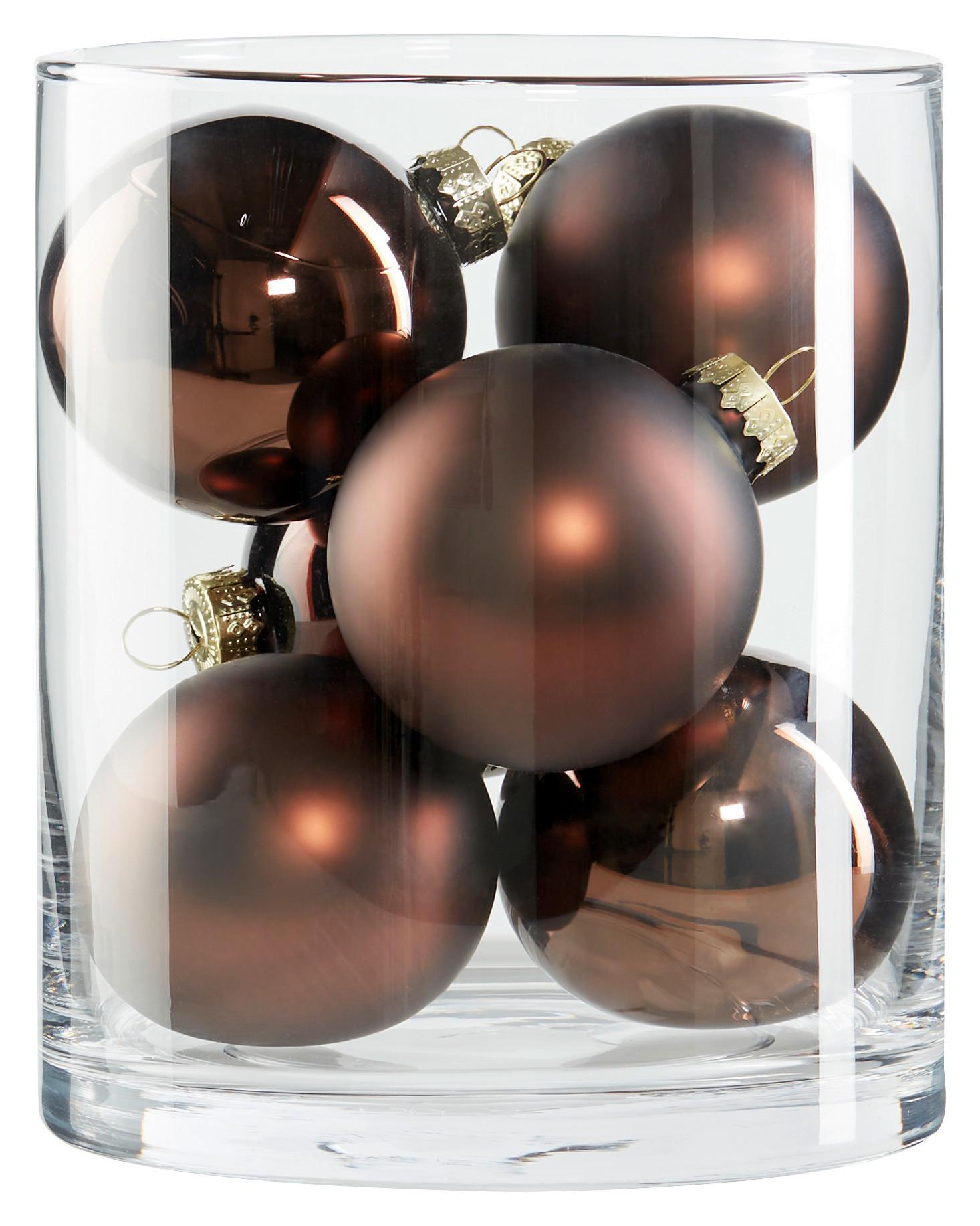 Christbaumkugel Noel in Braun/Taupe - Braun, Basics, Glas (6cm) - Modern Living