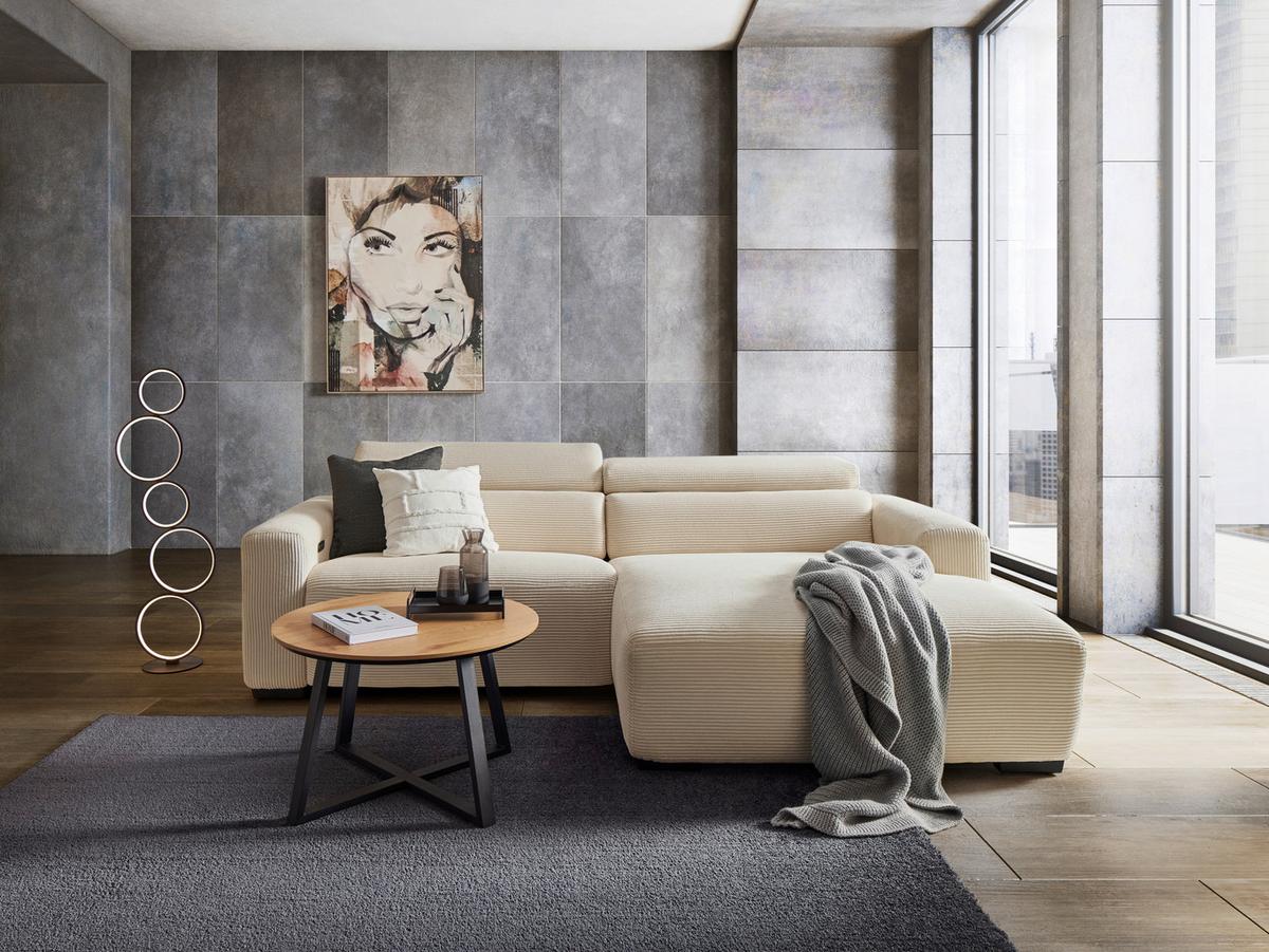 Canapé d'angle Bondico 255 Beige - beige/noir, Modern, métal/textile (255/170cm) - Mömax