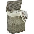 Wäschekorb Elena aus Weide in Natur - Naturfarben/Grau, ROMANTIK / LANDHAUS, Holz/Textil (44/56/33cm) - Mömax modern living