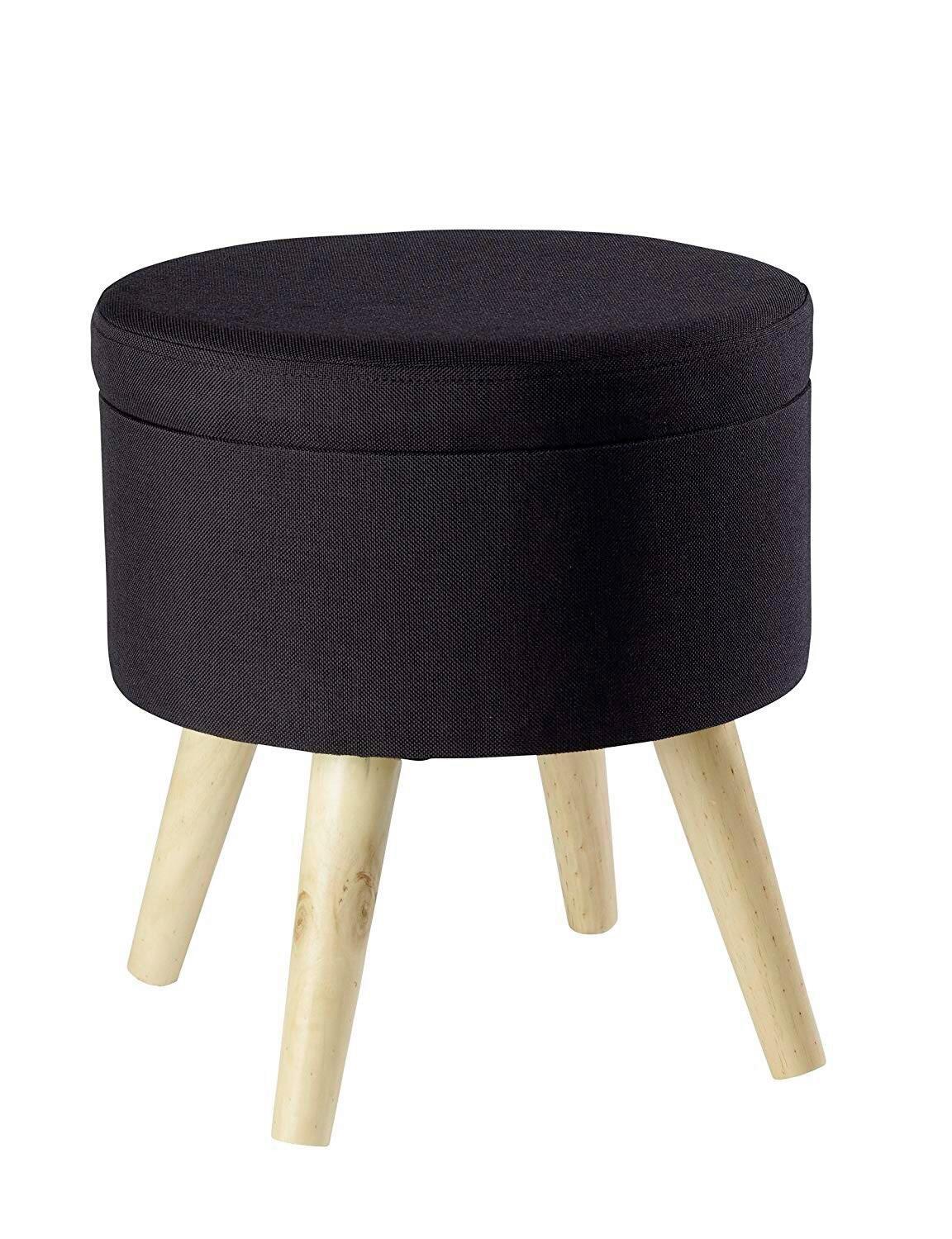 Hocker Max Schwarz mit Stauraum - Schwarz, Design, Holz/Textil (32,5/36/32,5cm) - Echtwerk