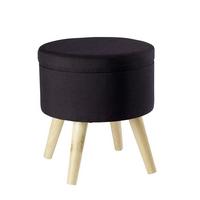 Hocker Max Schwarz mit Stauraum - Schwarz, Design, Holz/Textil (32,5/36/32,5cm) - Echtwerk