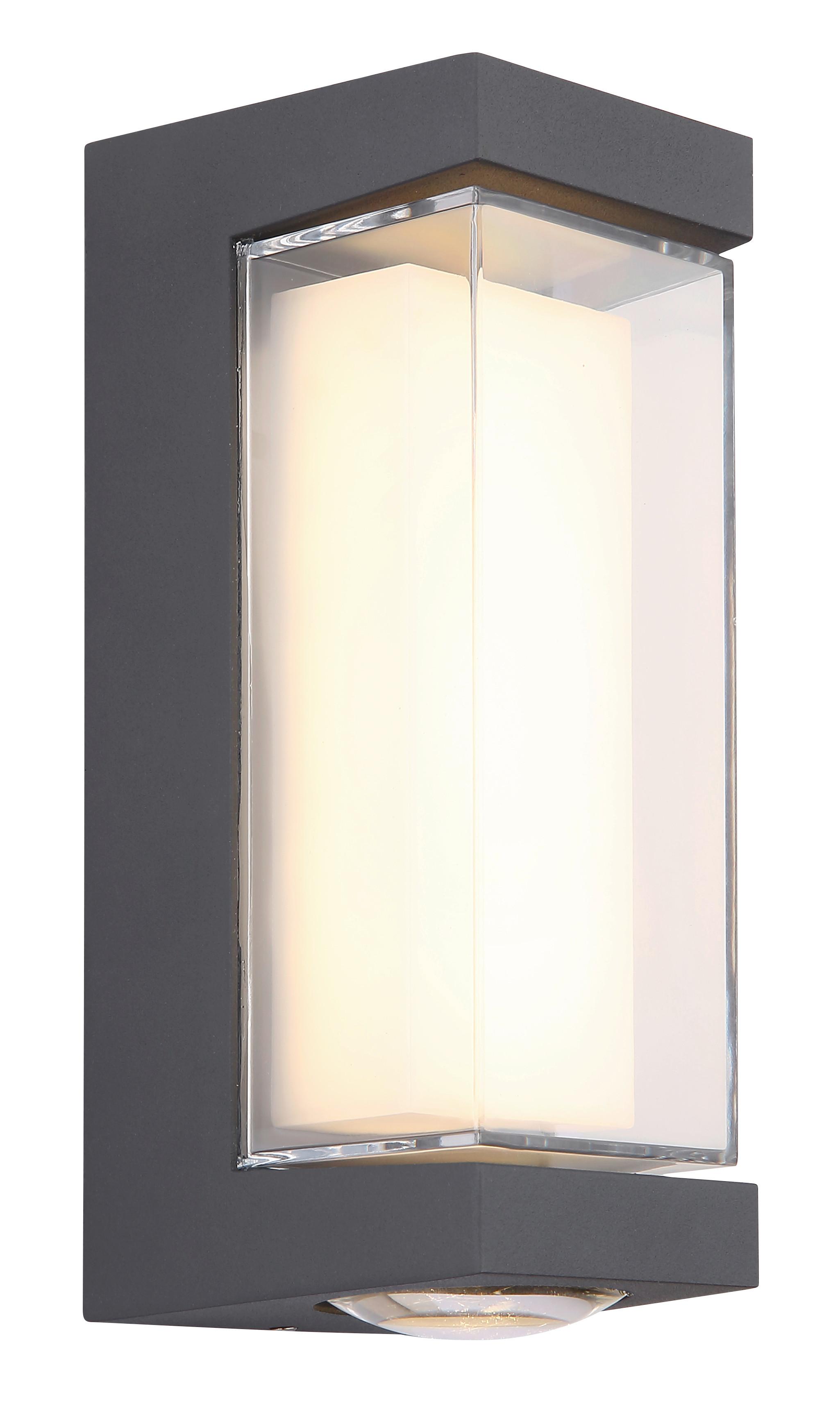 LED-Außenleuchte Plixon Opal/Transparent max.12Watt - Transparent/Anthrazit, Design, Kunststoff/Metall (7,5/8,2/18,7cm) - Globo