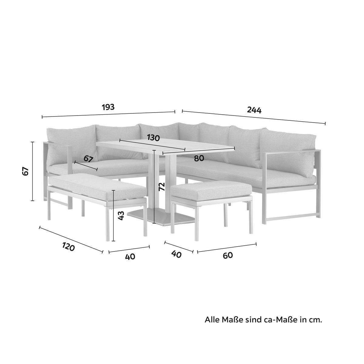Loungegarnitur-Set Walter Anthrazit - Anthrazit/Grau, MODERN, Textil/Metall (244/192/67cm) - Mömax