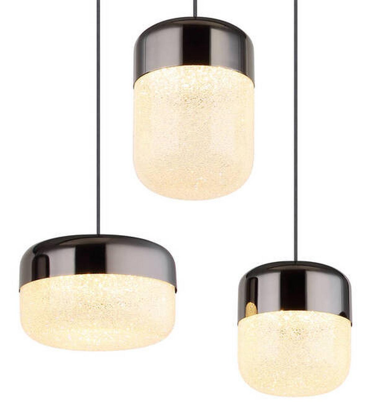 LED-Hängeleuchte Cristallica Graphitfarben max. 60 Watt - Klar/Graphitfarben, Design, Glas/Metall (80/32/150cm) - Globo