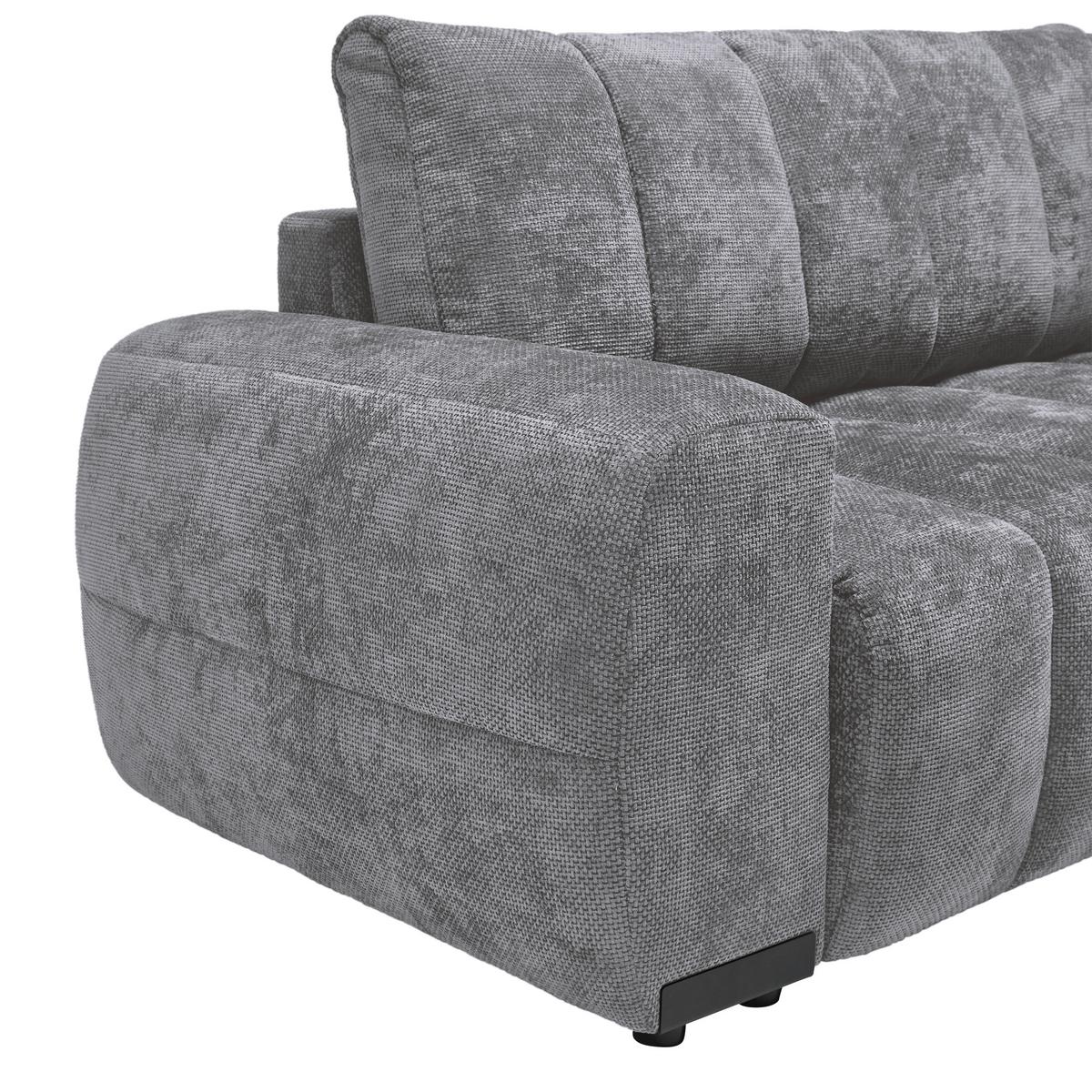 Wohnlandschaft Bolonia Grau - Schwarz Hochglanz/Grau, MODERN, Textil/Metall (273/93/166cm) - Mömax