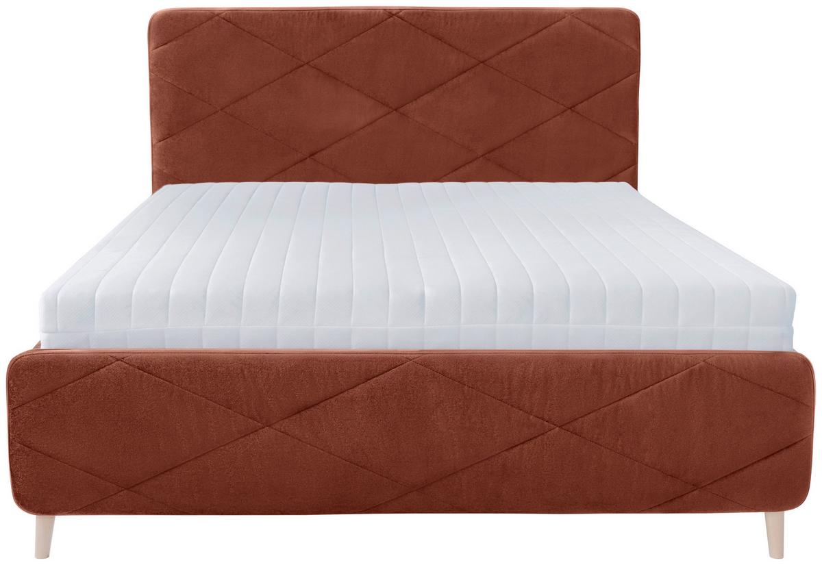Tapecirani Krevet Rubby - boje hrđe/boje bukve, Moderno, drvni materijal/drvo (140/200cm) - Based