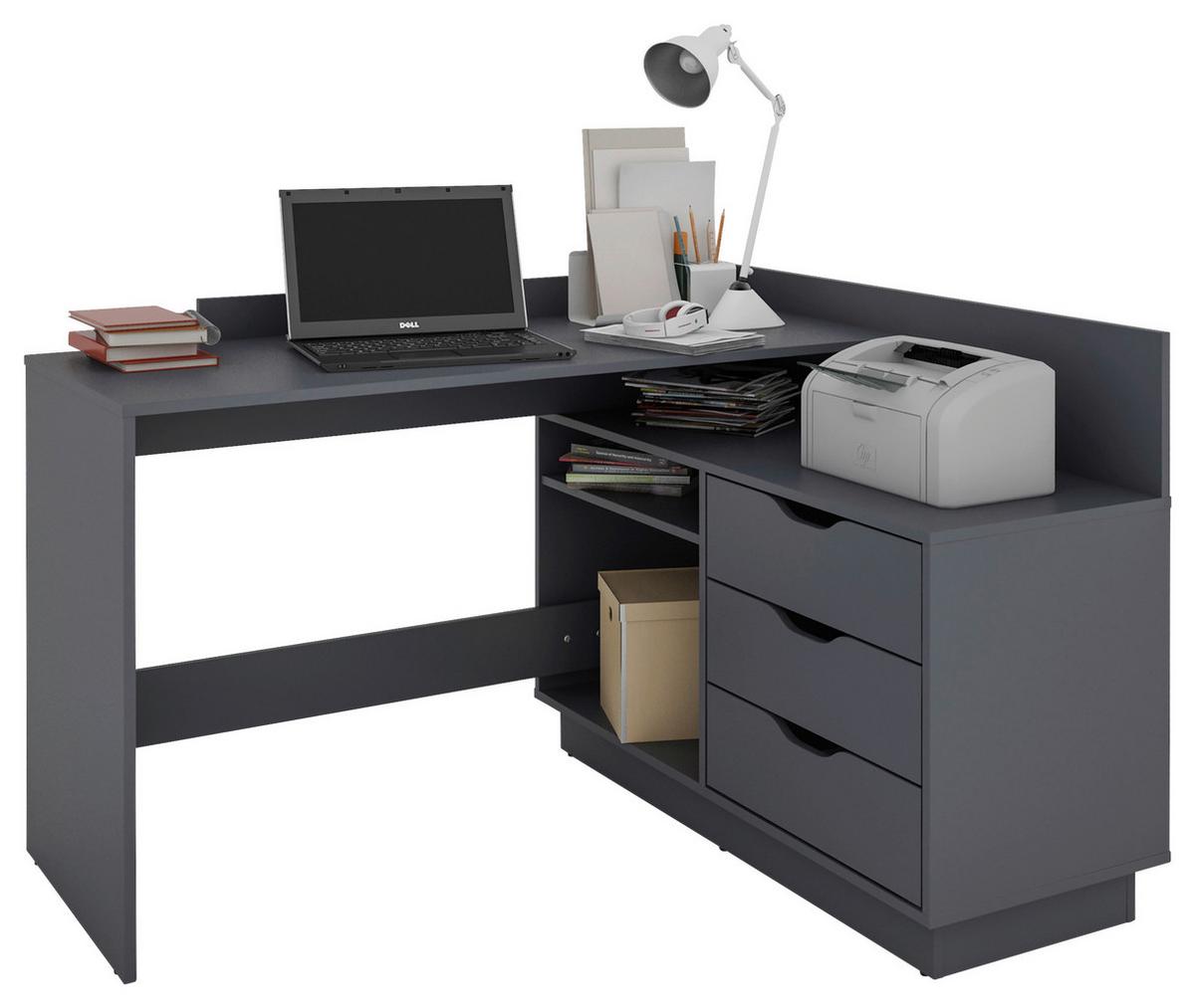 Eckschreibtisch Belfast Anthrazit ca. 129x83,5x105cm - Anthrazit, Basics, Holzwerkstoff (129/83,5/105cm) - MID.YOU