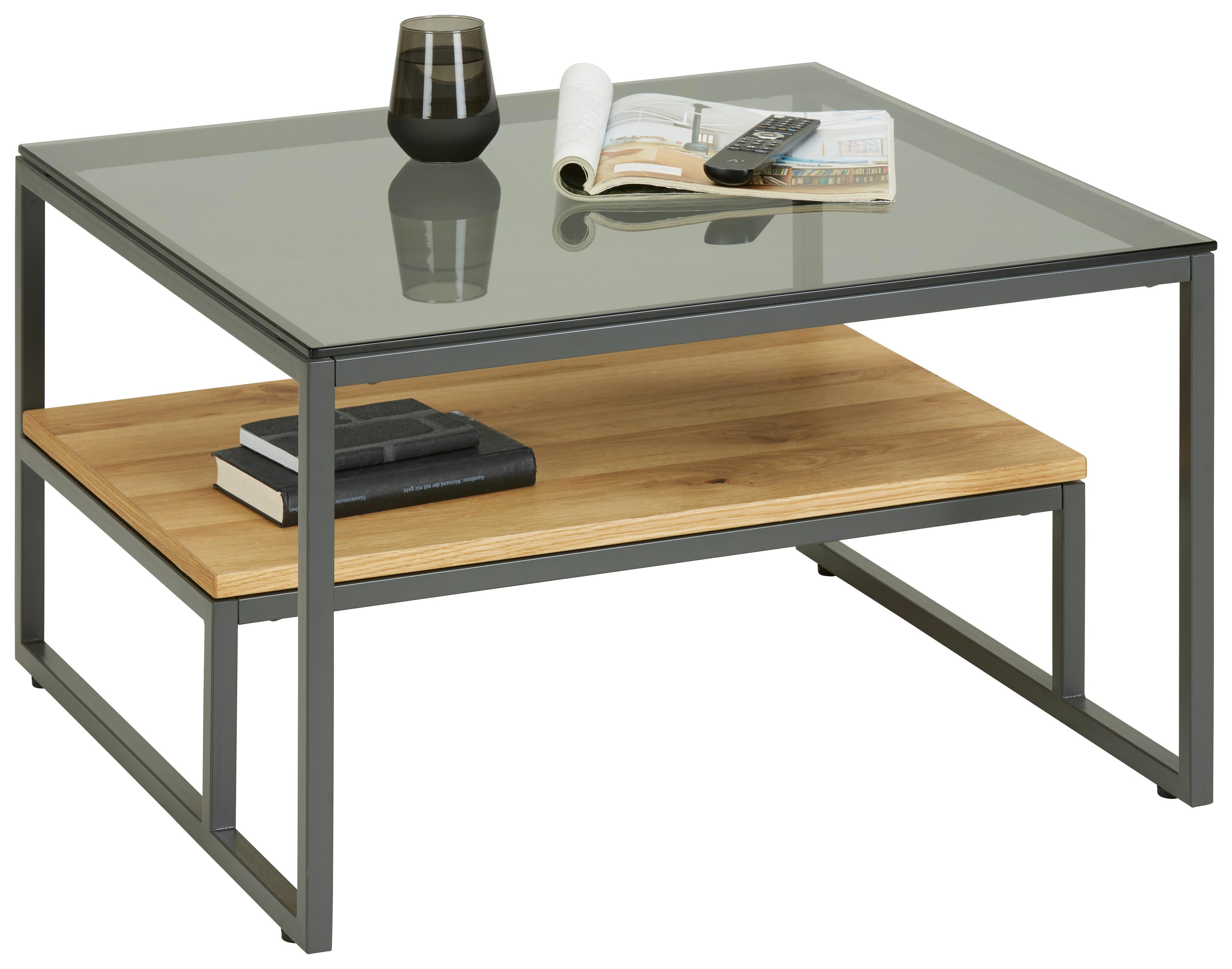 Couchtisch Stockholm in Schwarz/Wildeiche - Wildeiche/Schwarz, MODERN, Glas/Holzwerkstoff (70/43/70cm) - Premium Living