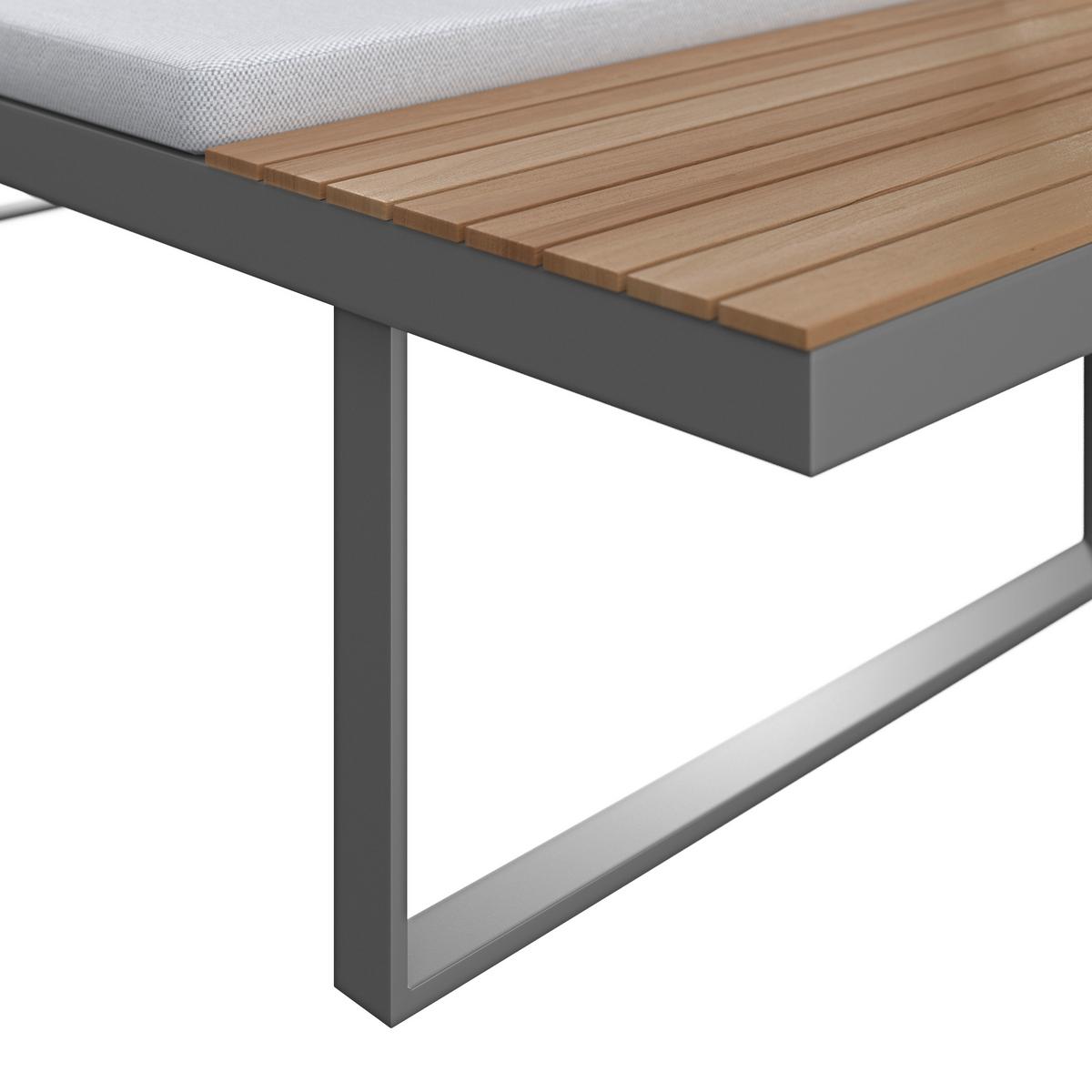 Loungegarnitur Elia Grau Outdoorstoff/Metall/Holz - Hellgrau, MODERN, Holz/Textil (236,5/75/236,5cm) - Bessagi Garden