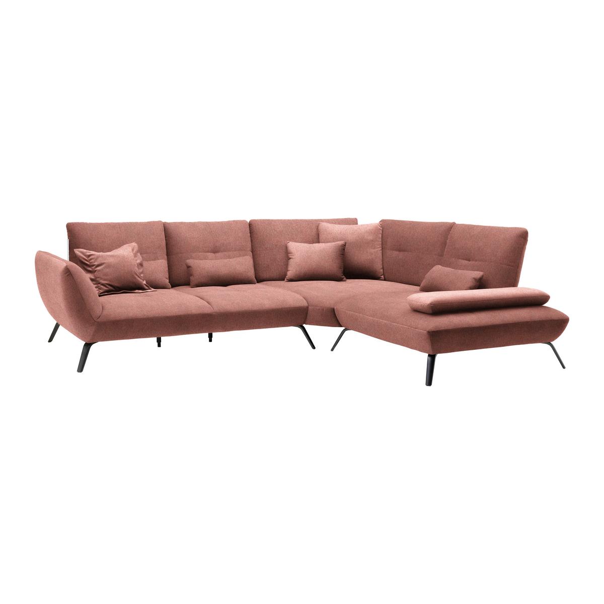 Wohnlandschaft Trendy Altrosa - Altrosa/Schwarz, MODERN, Holzwerkstoff/Textil (310/93/250cm) - Premium Living