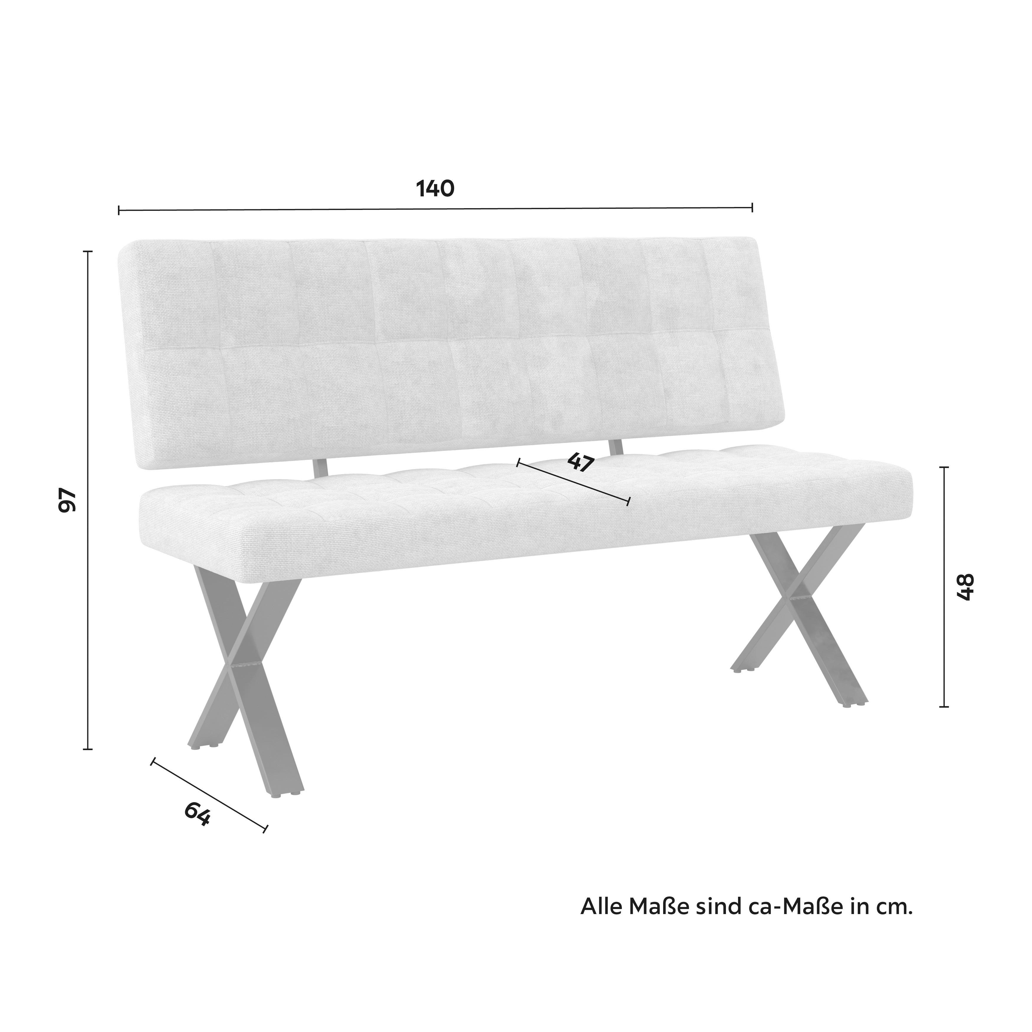 SITTBÄNK NOVA - ljusgrå/svart, Modern, metall/trä (140/97/64cm) - Bessagi Home