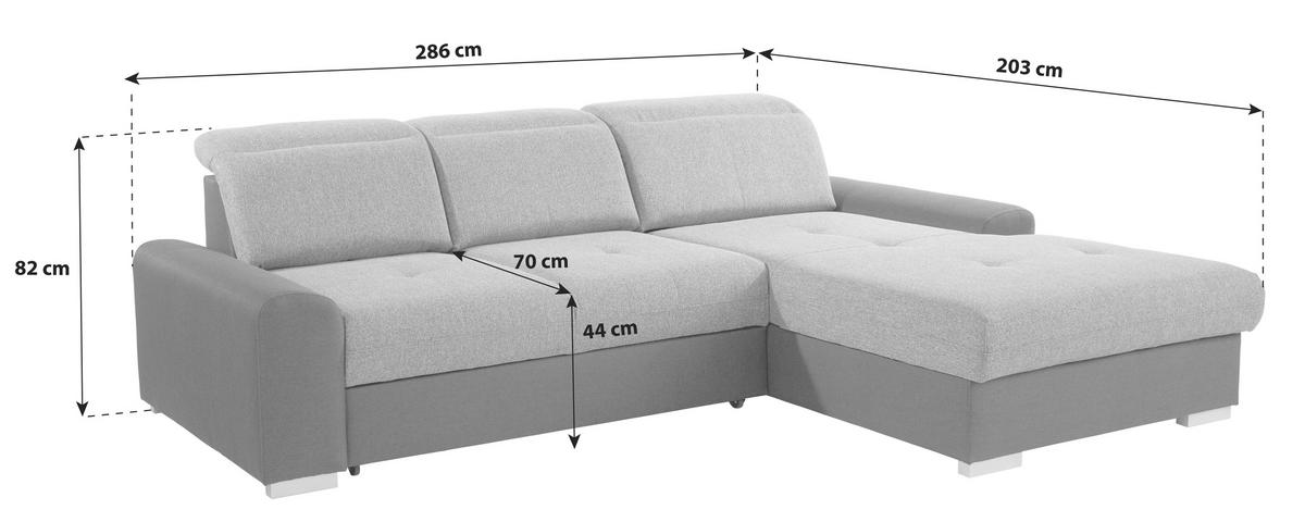 Colțar Malaga - ivoar, Konventionell, textil (286/203cm) - Ondega