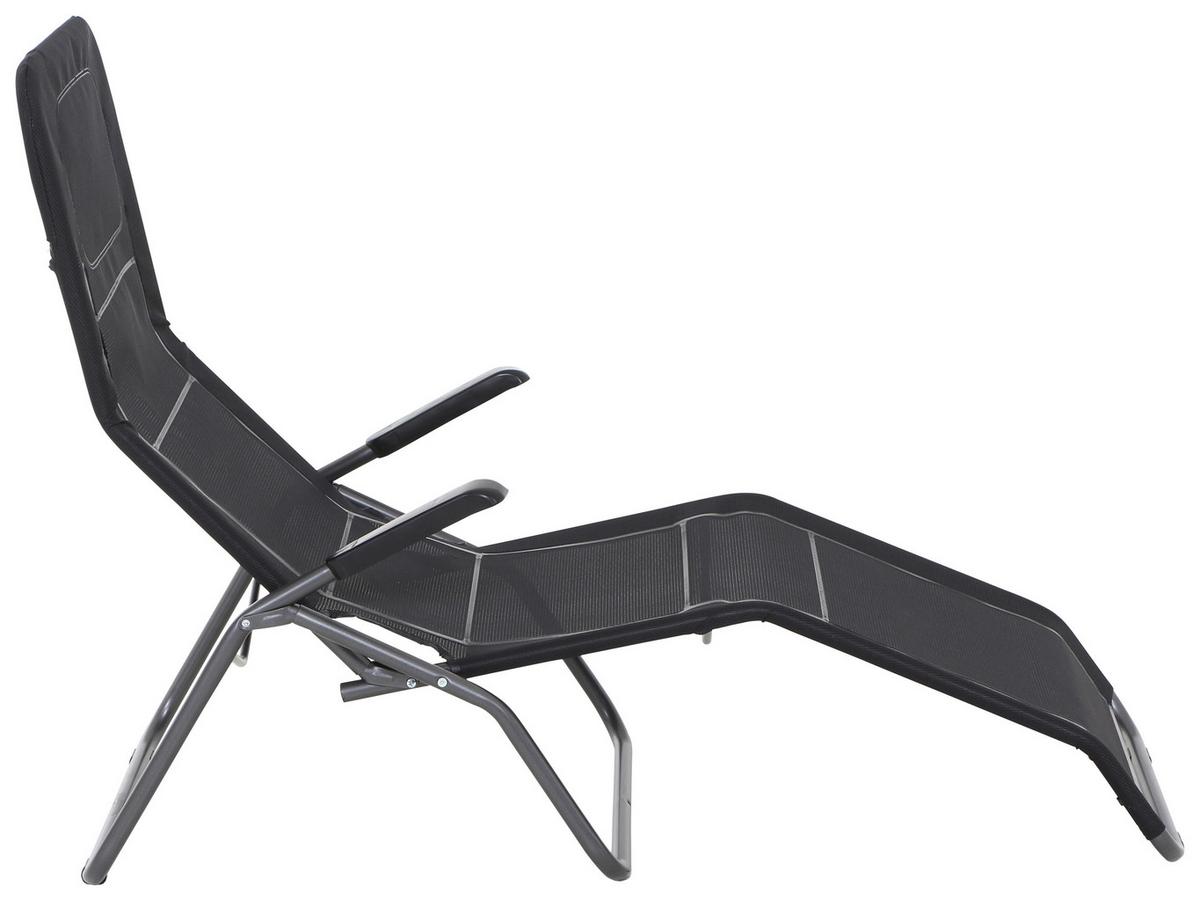 Gartenliege Anco Schwarz Stahl - Anthrazit/Schwarz, MODERN, Textil/Metall (72,5/103,5/144cm) - Siena Garden