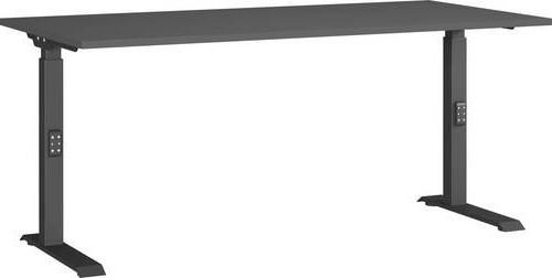 Schreibtisch Ribera in Schwarz/Graphitfarben - Graphitfarben/Schwarz, MODERN, Holzwerkstoff/Metall (160/68-91/80cm) - Premium Living