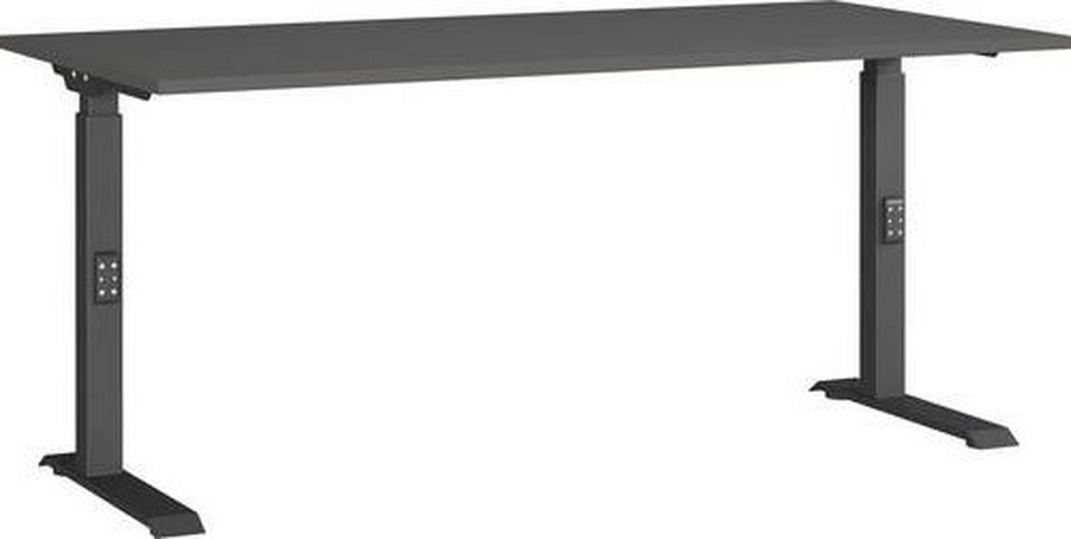 Schreibtisch Ribera in Schwarz/Graphitfarben - Graphitfarben/Schwarz, Modern, Holzwerkstoff/Metall (160/68-91/80cm) - Premium Living