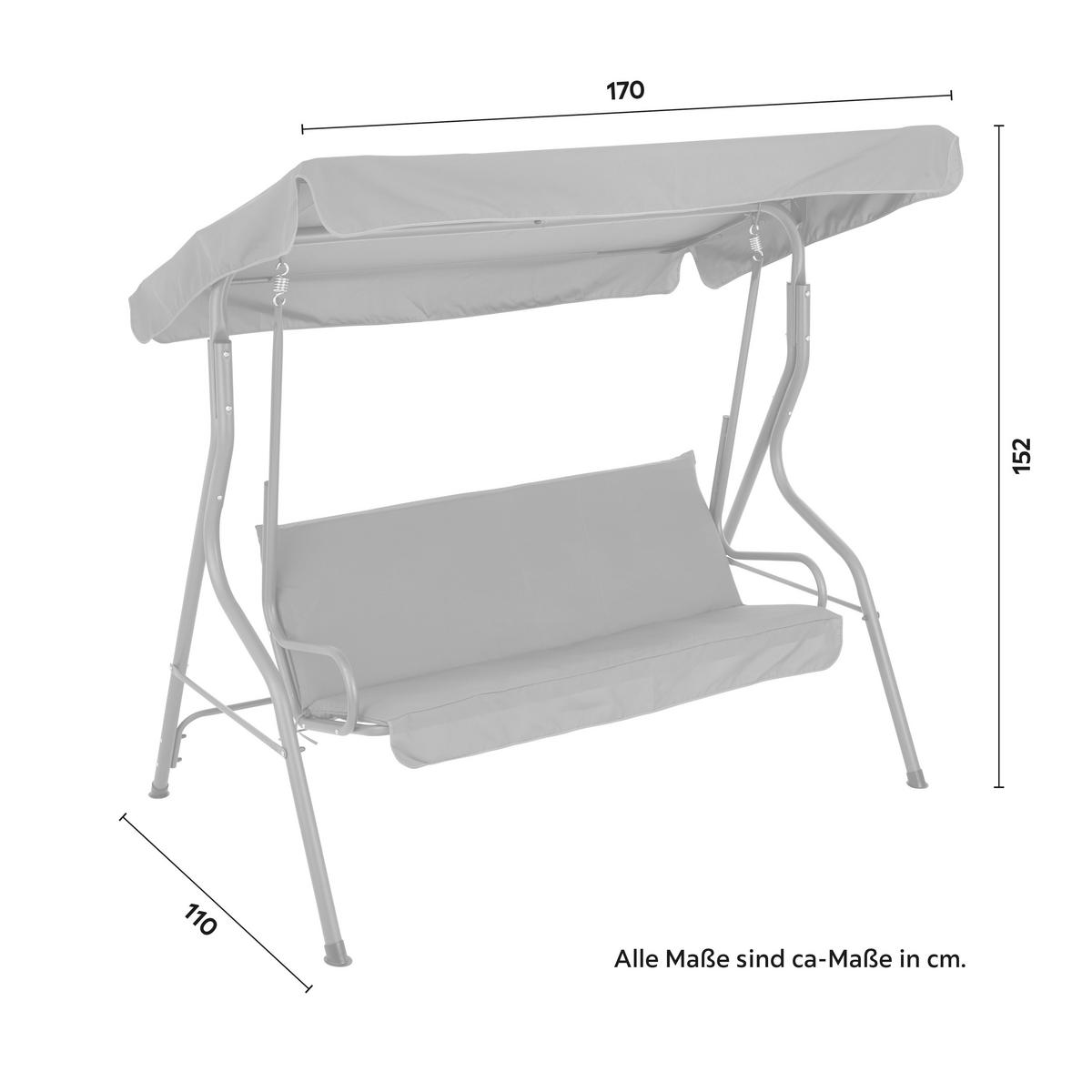 Hintaágy Malaga - antracit, Modern, textil/fém (170/152/110cm) - Mömax