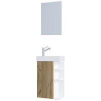 Kopalnica Za Goste Lumia, Bela, Barva Hrasta - bela/medeni hrast, Moderno, steklo/leseni material (40cm) - MID.YOU