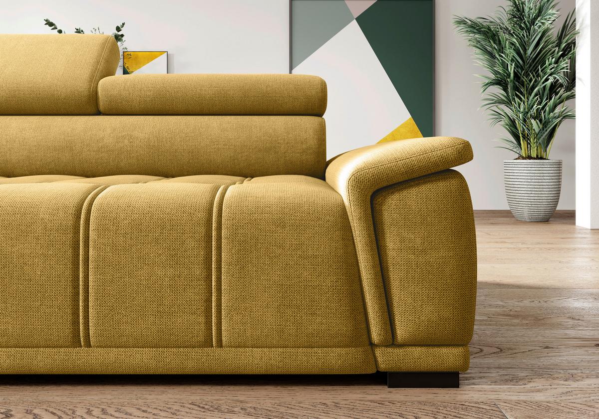 Kutna Garnitura Gremio - boje senfa/crna, Moderno, tekstil/plastika (206/77-100/283cm) - Modern Living