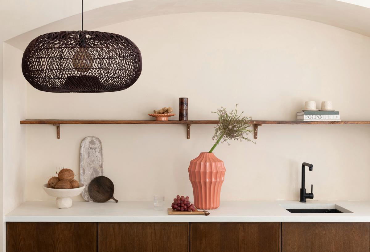 Viseča Svetilka Arizona, Bordo, Bambus - bordo, Basics, naravni materiali (50/23cm) - Good & Mojo