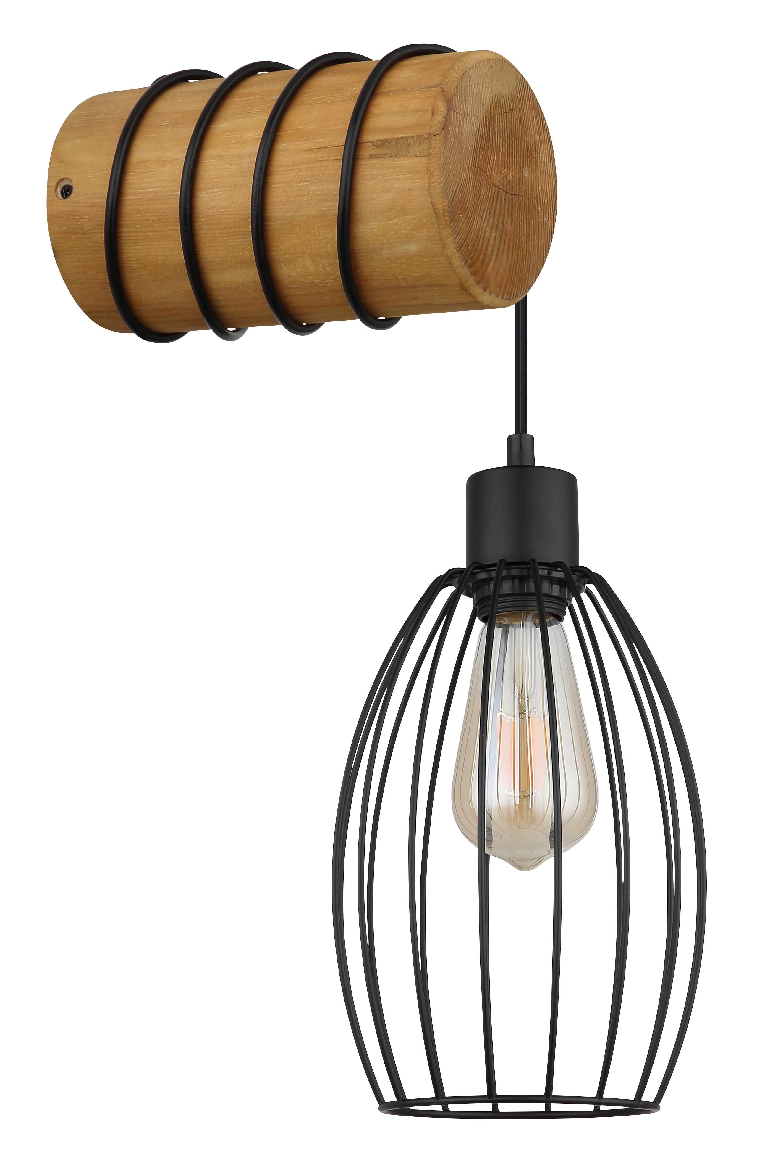 Zidna Svjetiljka Berti - smeđa/crna, Design, drvo/metal (16/27/59cm) - Globo